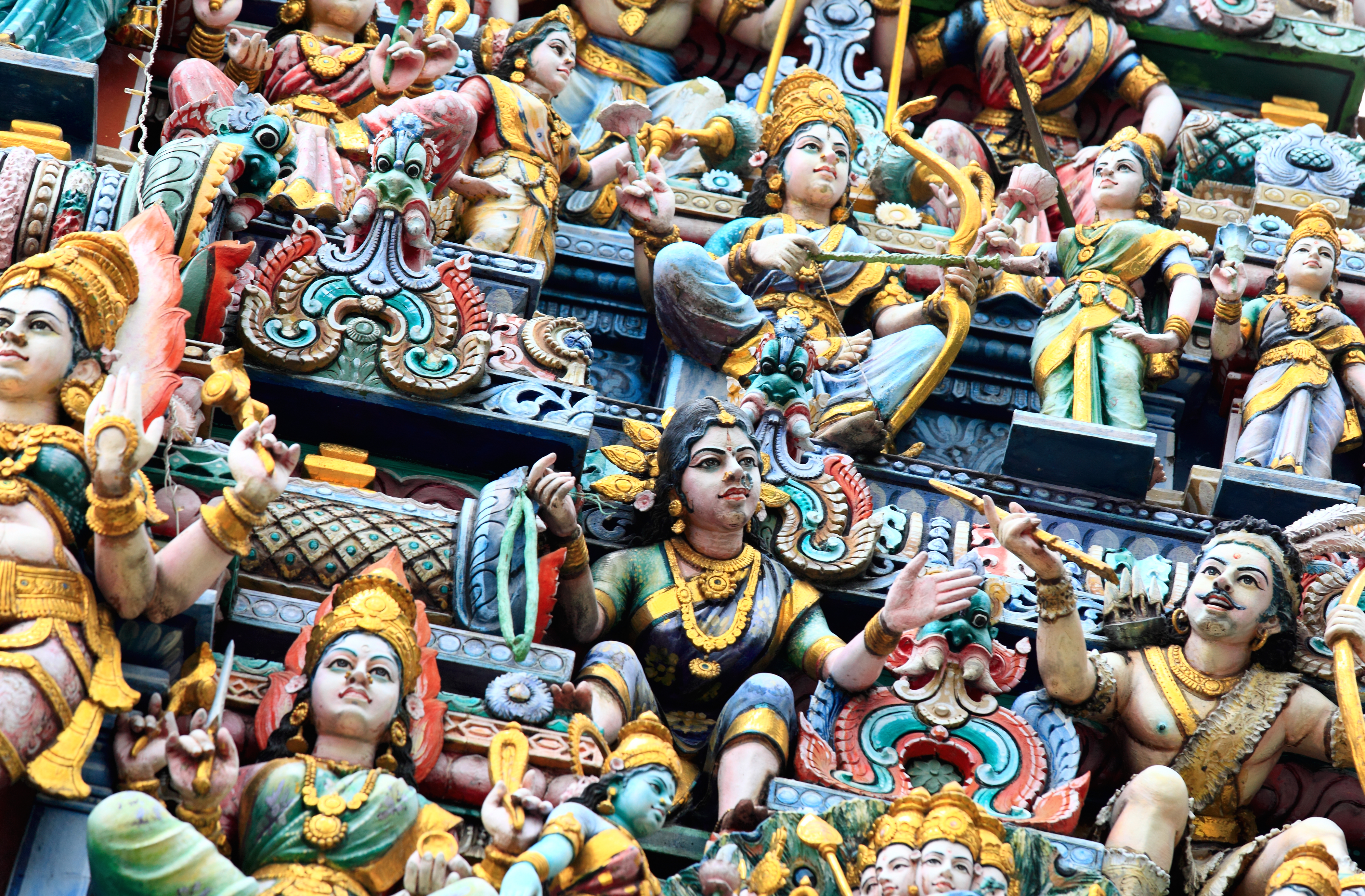Colourful temple sculpture detail